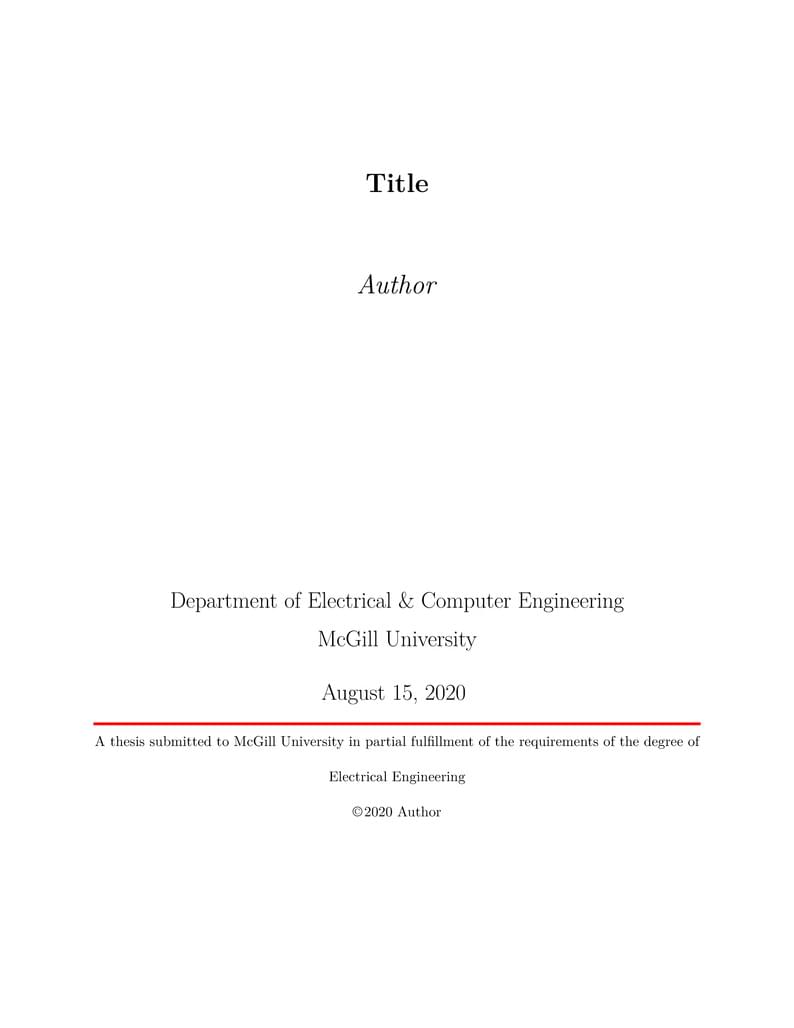 McGill University Thesis Template (without logo)