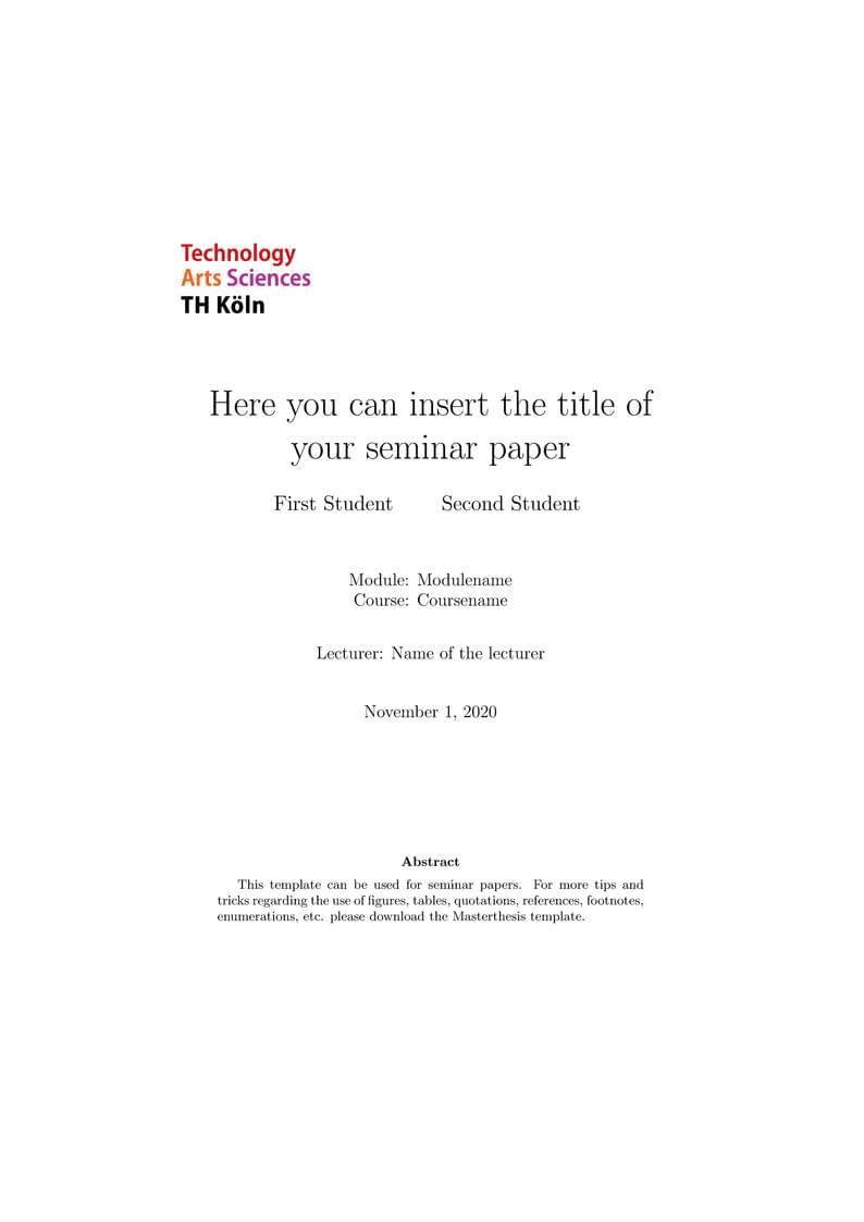 TH Köln LaTeX Template WSc SeminarPaper