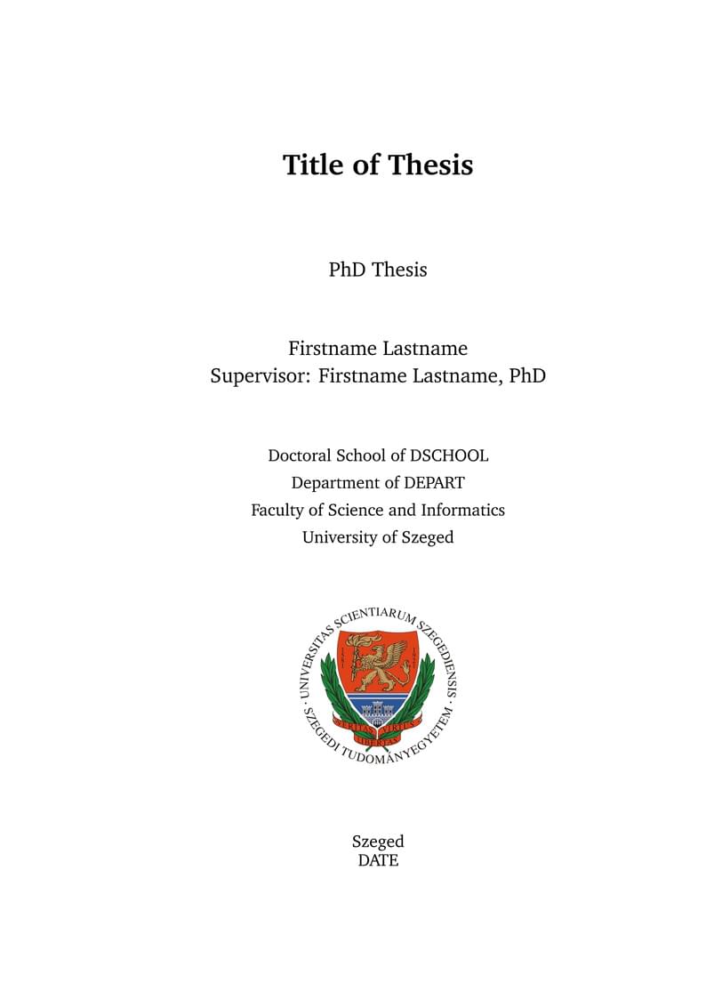 Thesis template - University of Szeged, Faculty of Science and Informatics