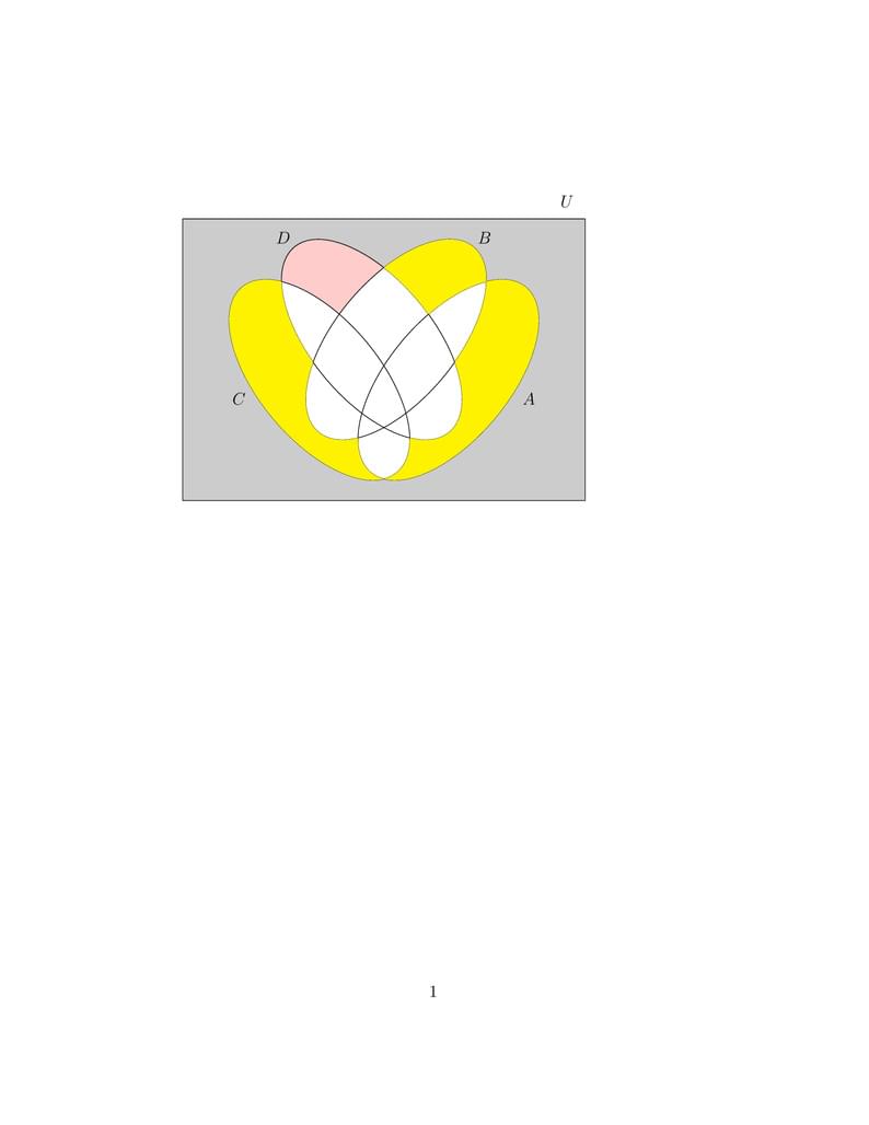 Example Venn Diagram with isolated areas filled
