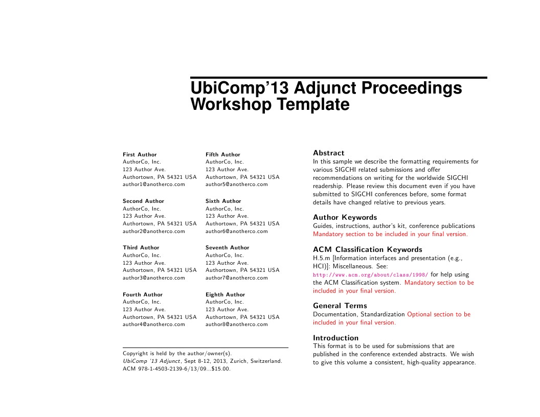 UbiComp Workshop Proceedings Template