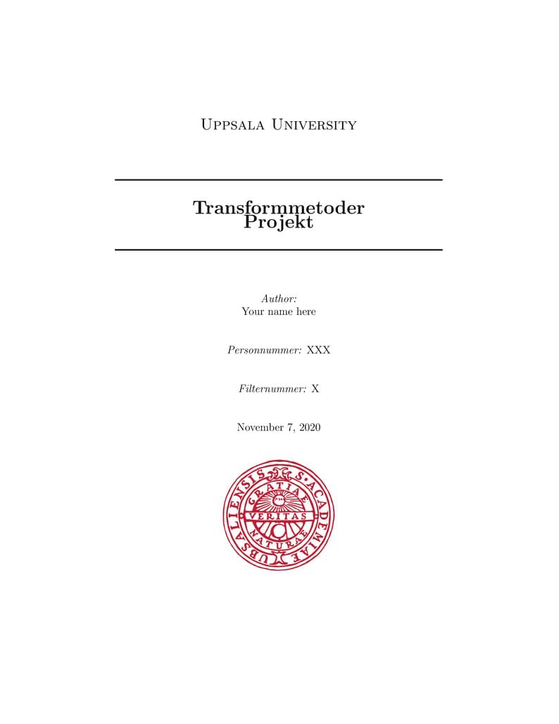 Transformmetoder Projekt Template (Uppsala University)