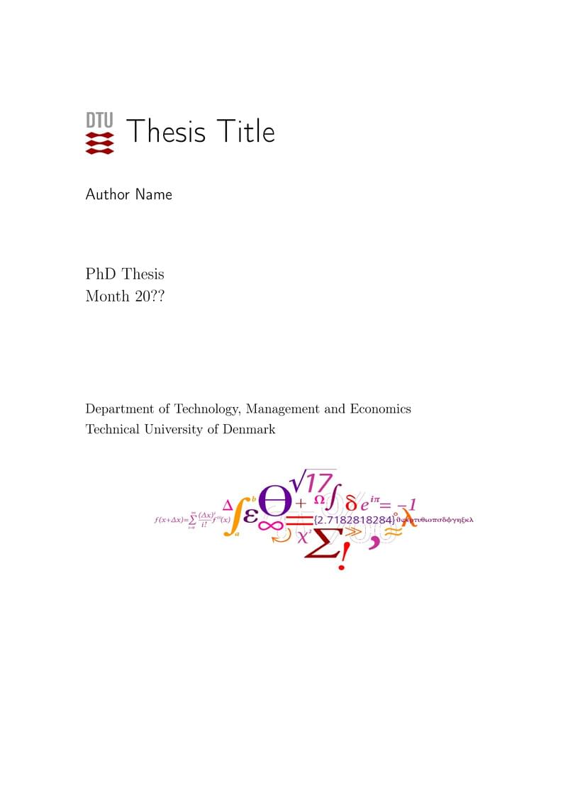 PhD Thesis Template for DTU Management