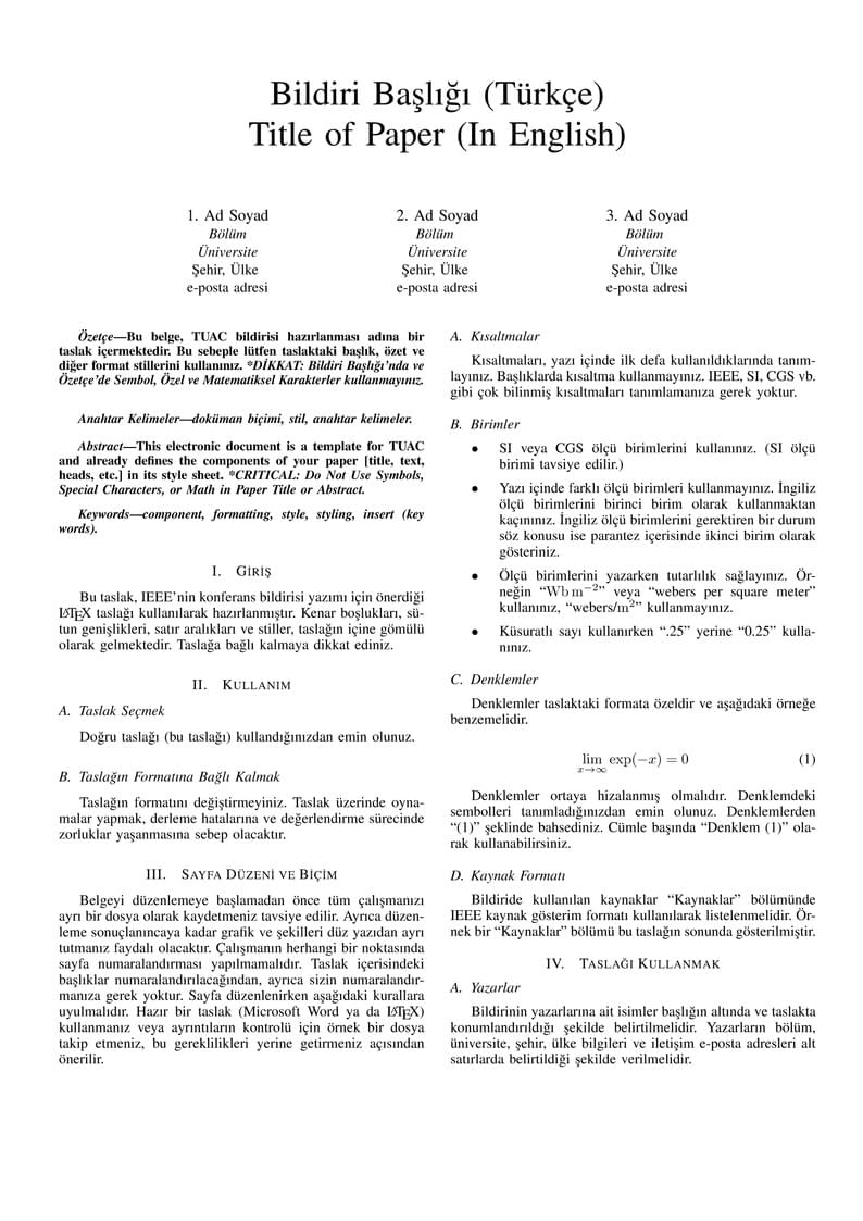IEEE Turkey TUAC Template