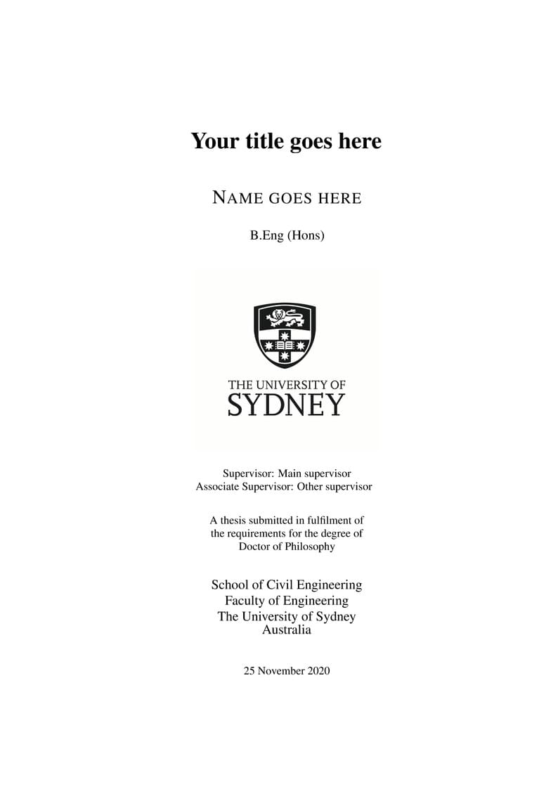 University of Sydney Thesis Template (Engineering)