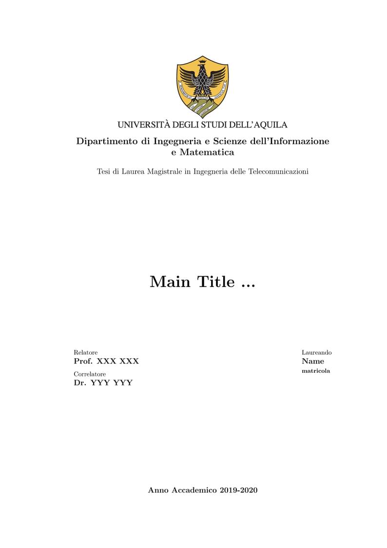Università degli Studi dell'Aquila - DISIM Template Thesis