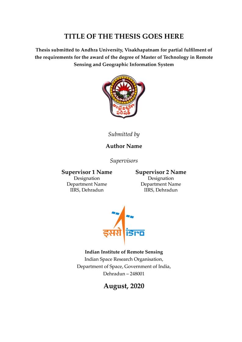 Master Thesis for Indian Institute of Remote Sensing