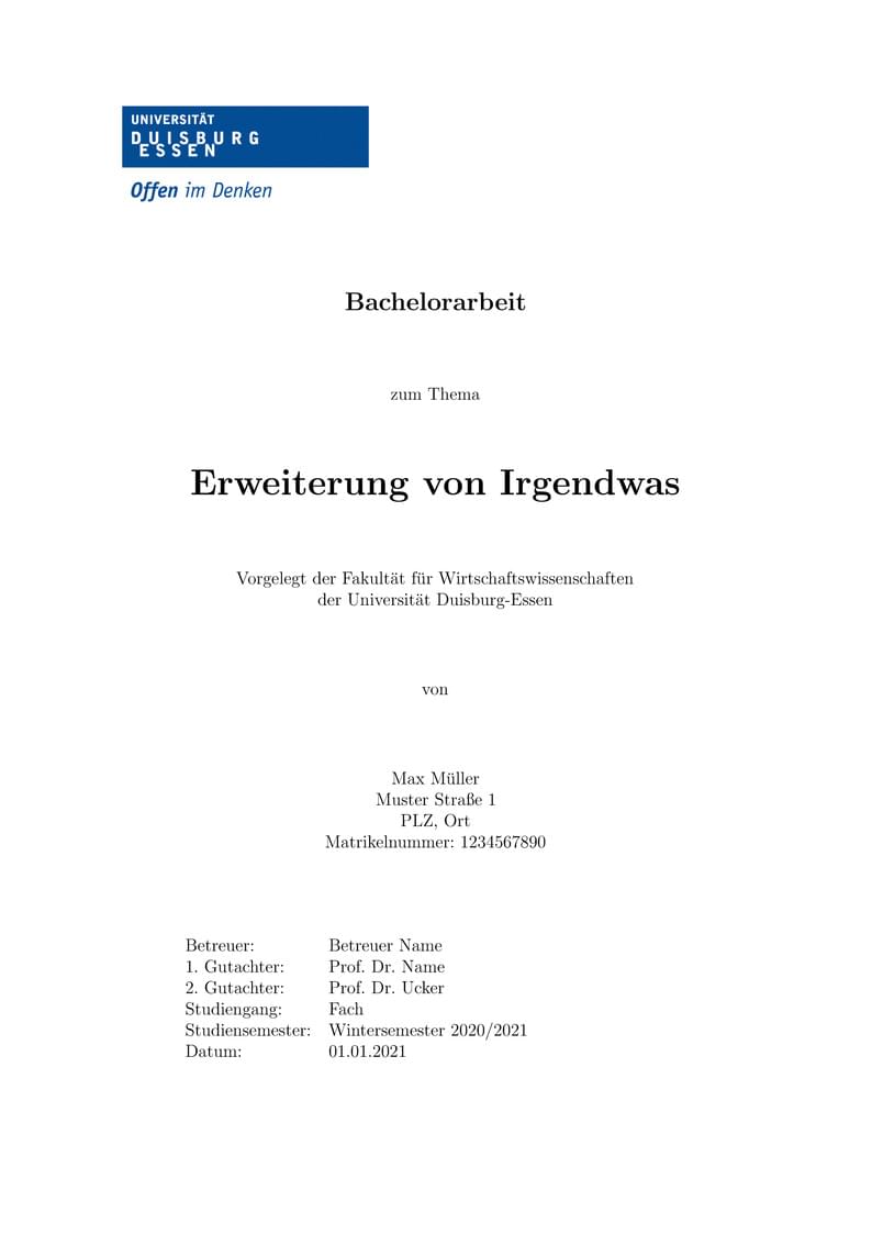 Thesis Template UDE