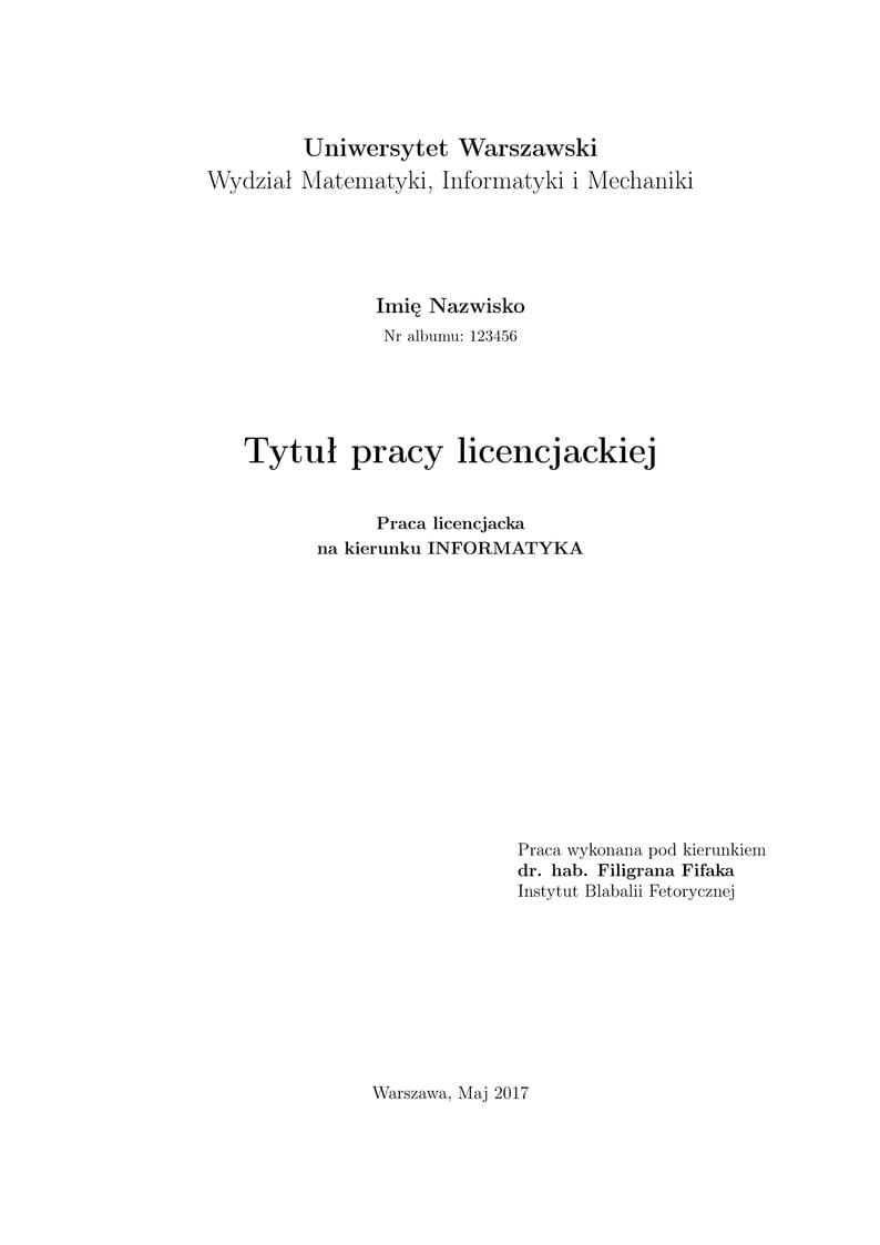 MIM UW  - Bachelor's and Master's Thesis template