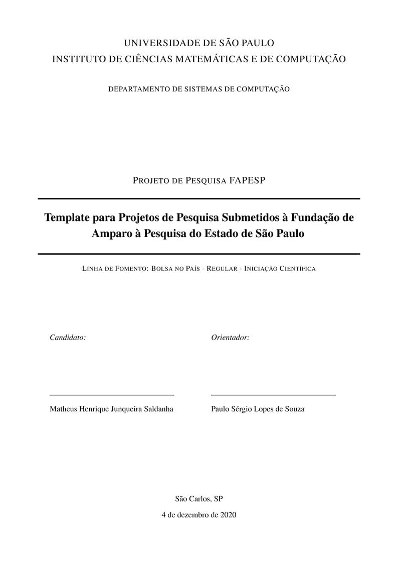 Projeto FAPESP Iniciacao Cientifica