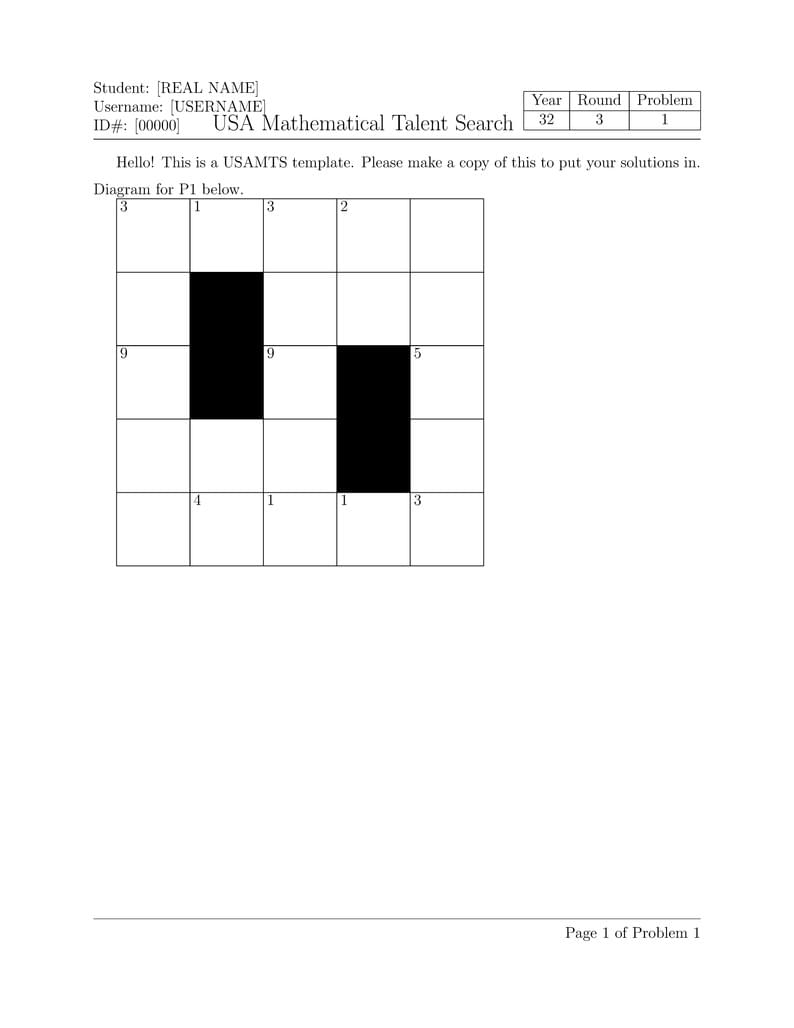 USAMTS Template