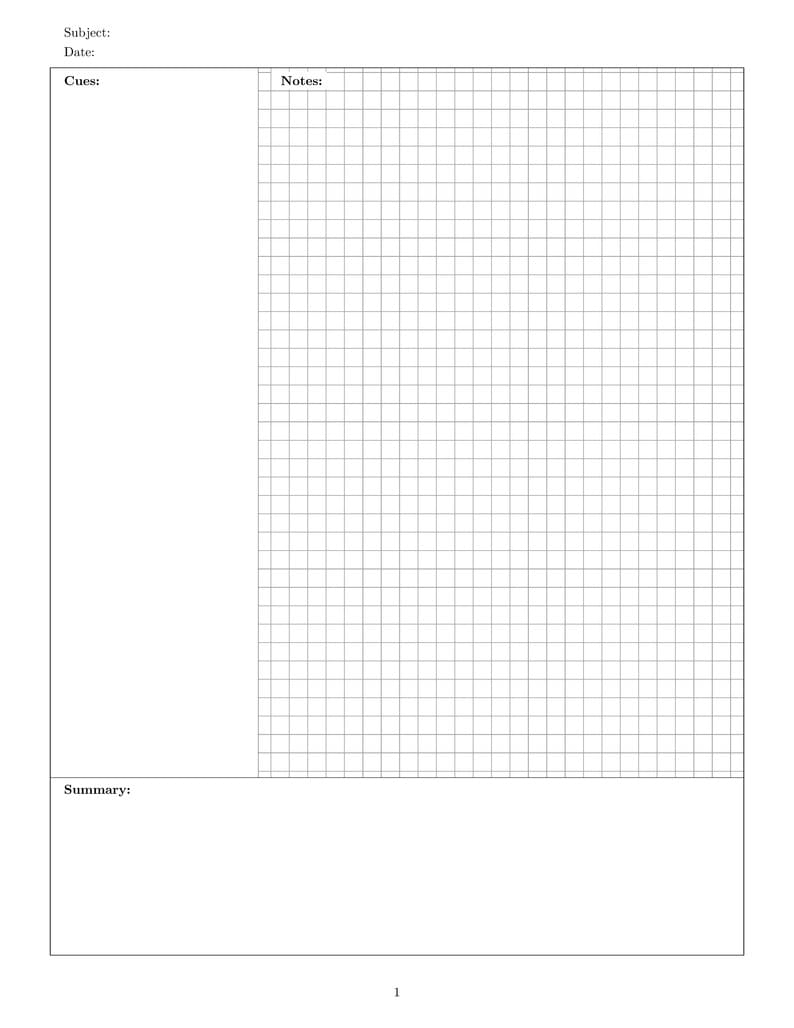 康奈尔笔记模板