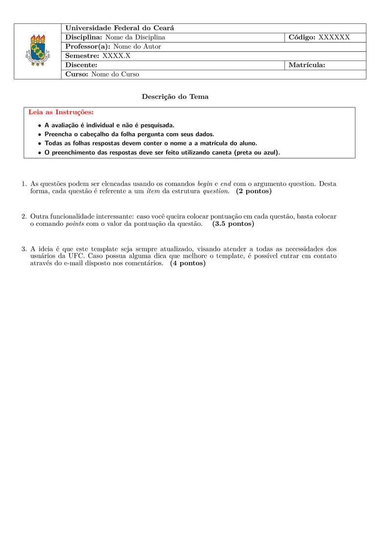Template de Prova  da UFC