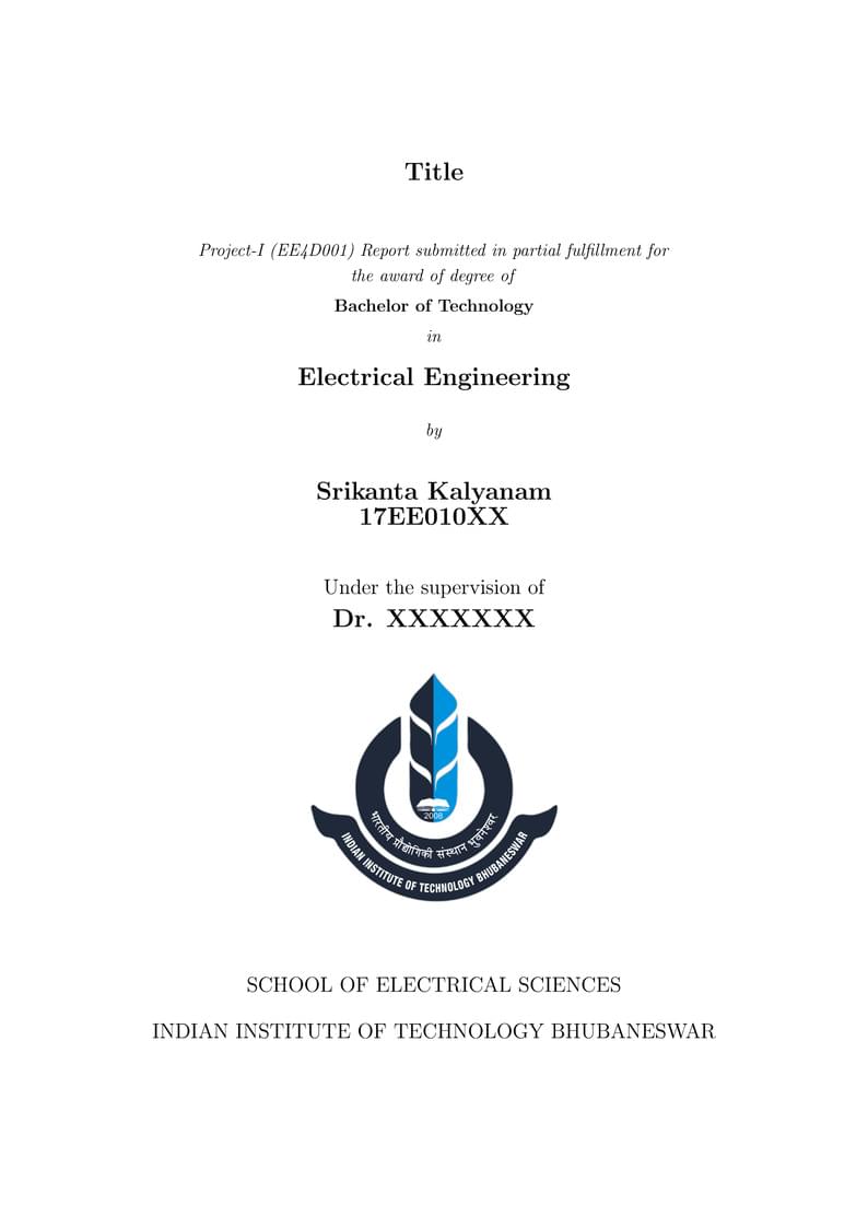 IIT Bhubaneswar BTP Template