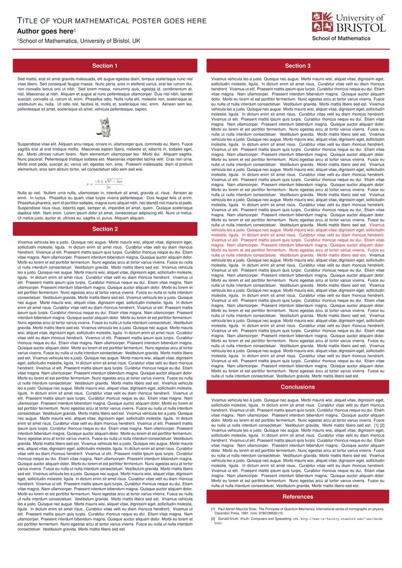 University of Bristol  School of Mathematics Poster Template