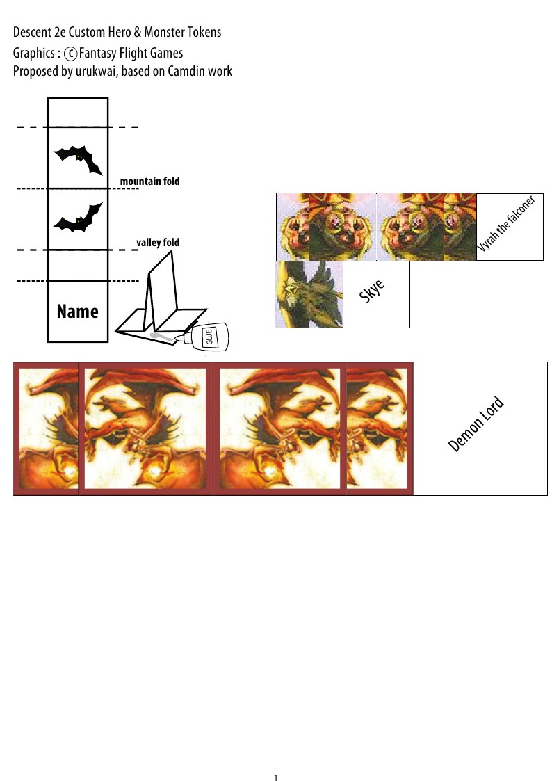 Folded 3D Tokens for Descent 2 Boardgame