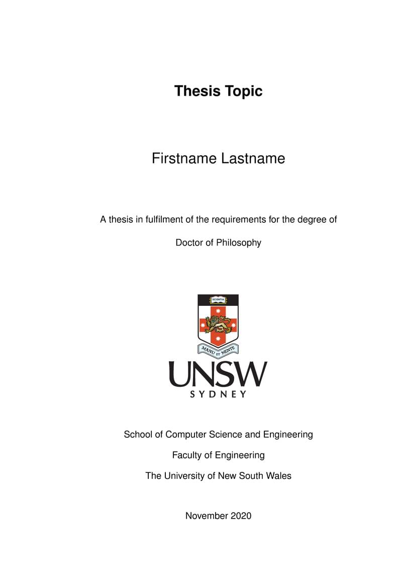 UNSW Thesis Template