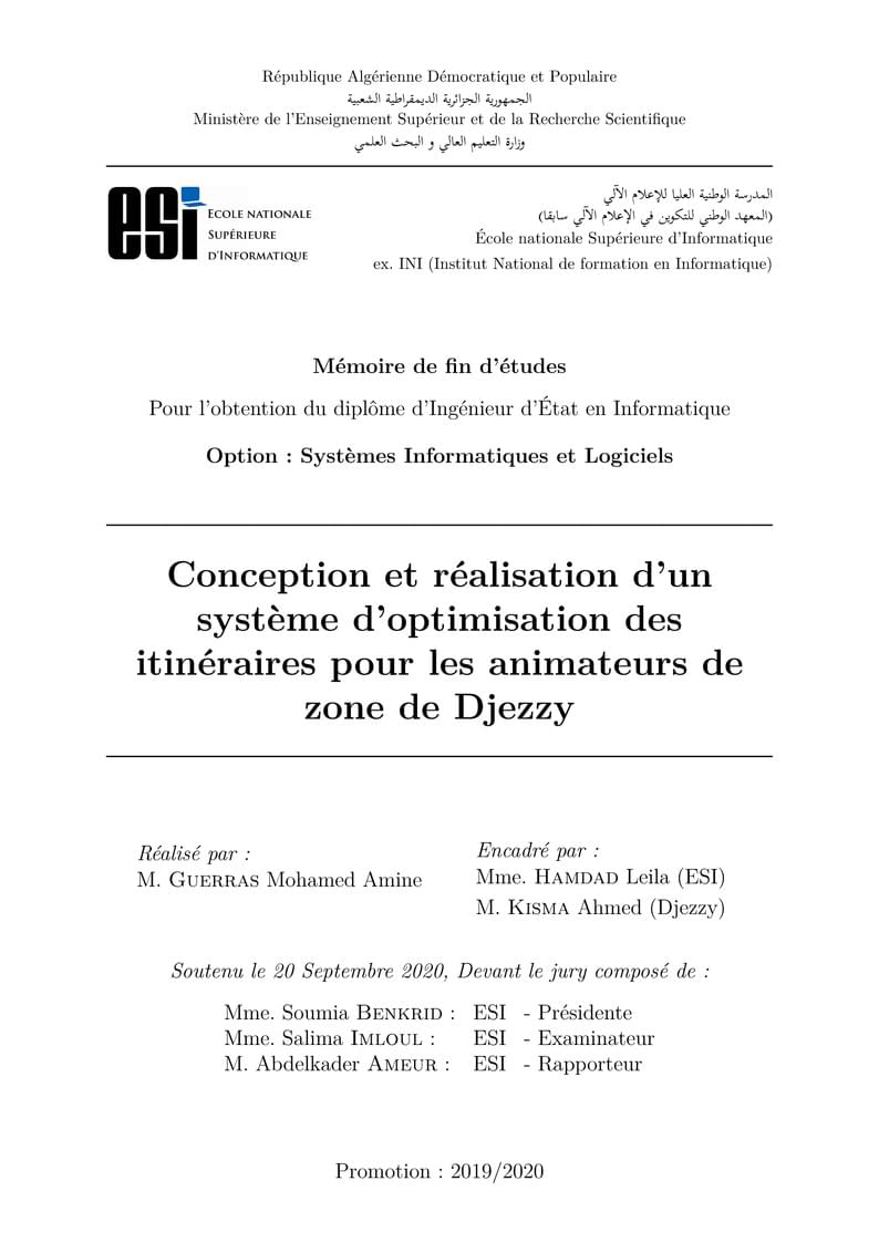Rapport de projet de fin d'études/ PFE / Stage/ Mémoire