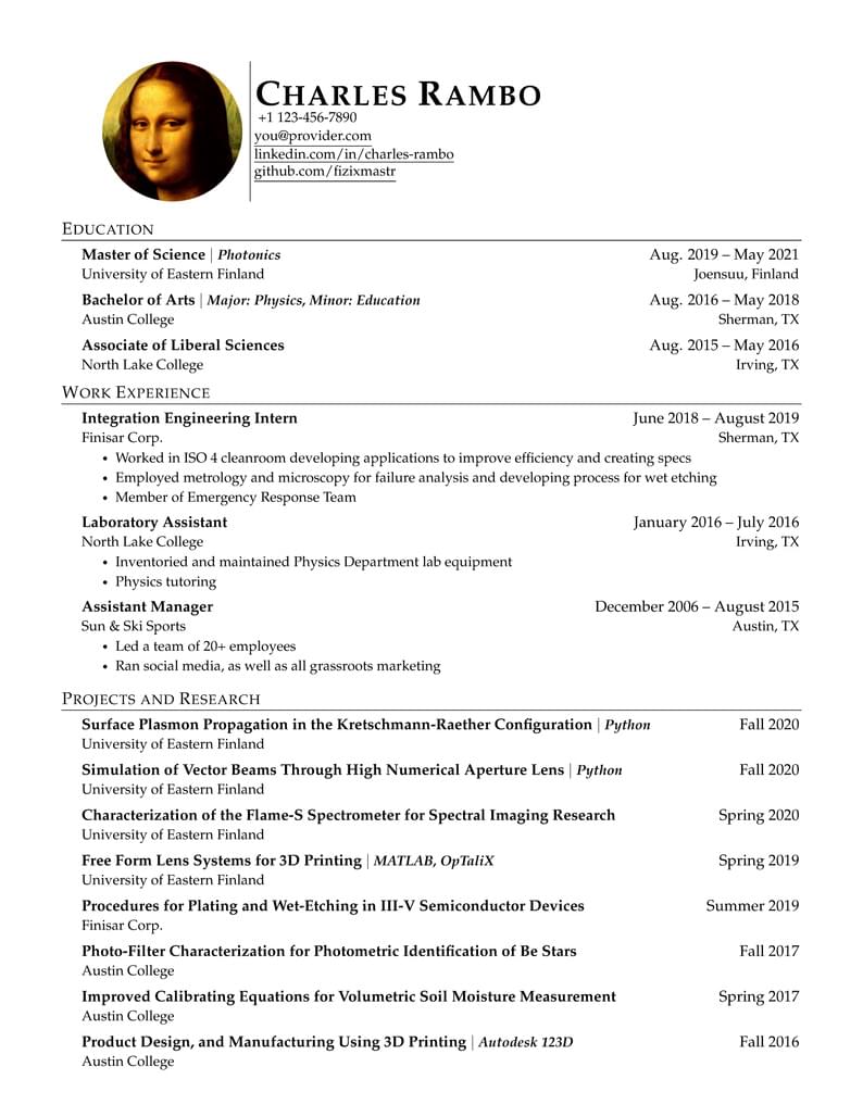 Charles's CV Template