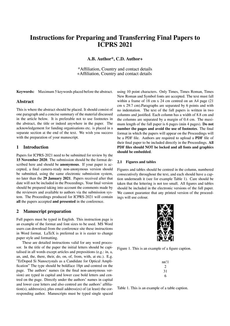 ICPRS template-article