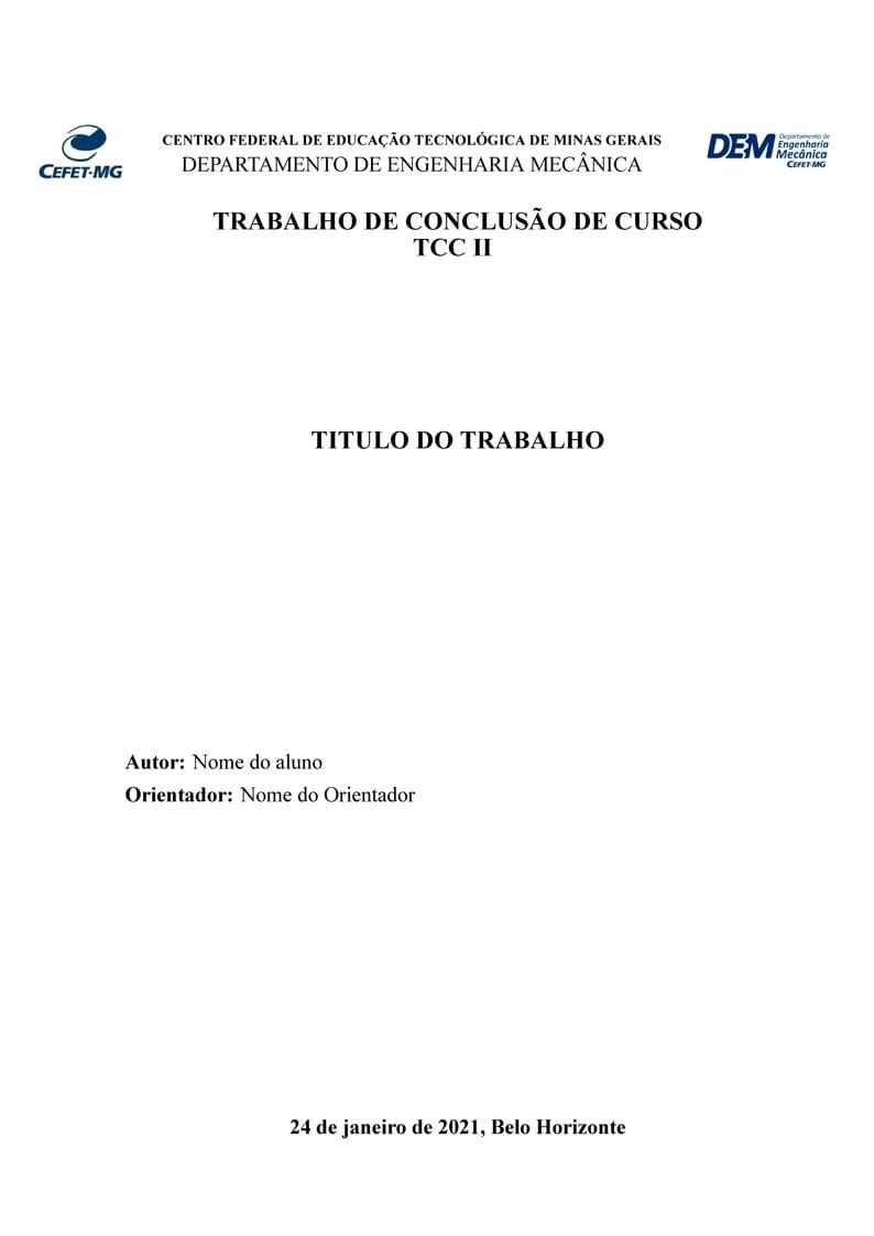 Modelo TCC DEM CEFET-MG