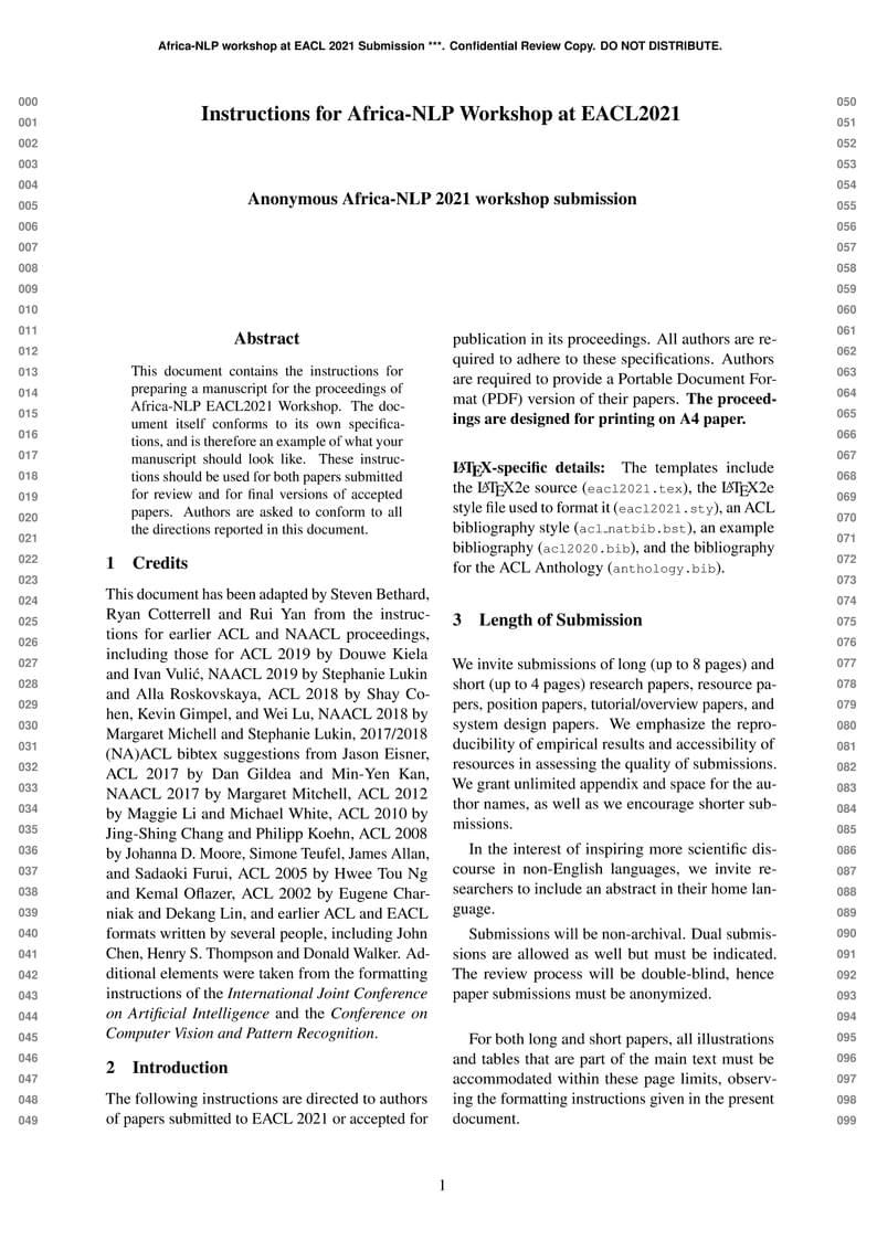 Africa-NLP Workshop at EACL2021