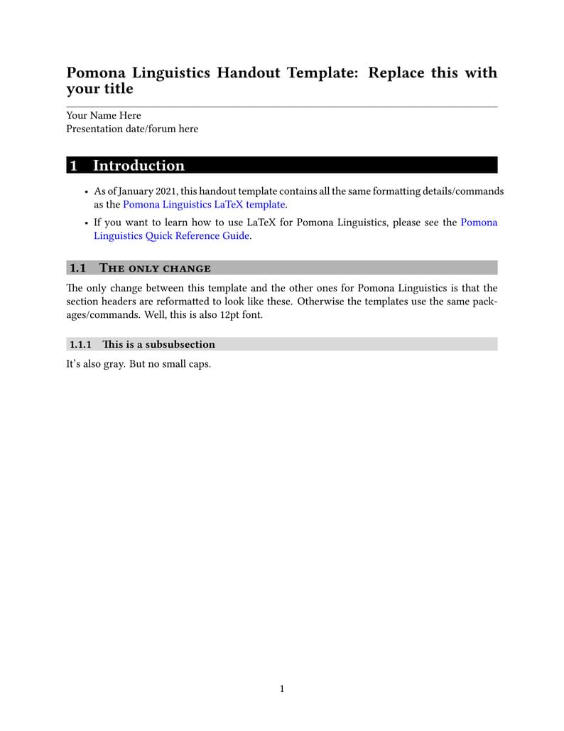 Pomona Linguistics Handout Template