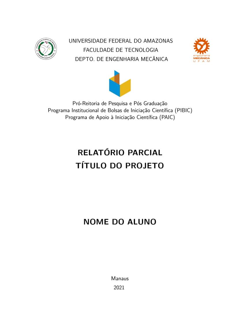 Modelo de Relatório de PIBIC UFAM