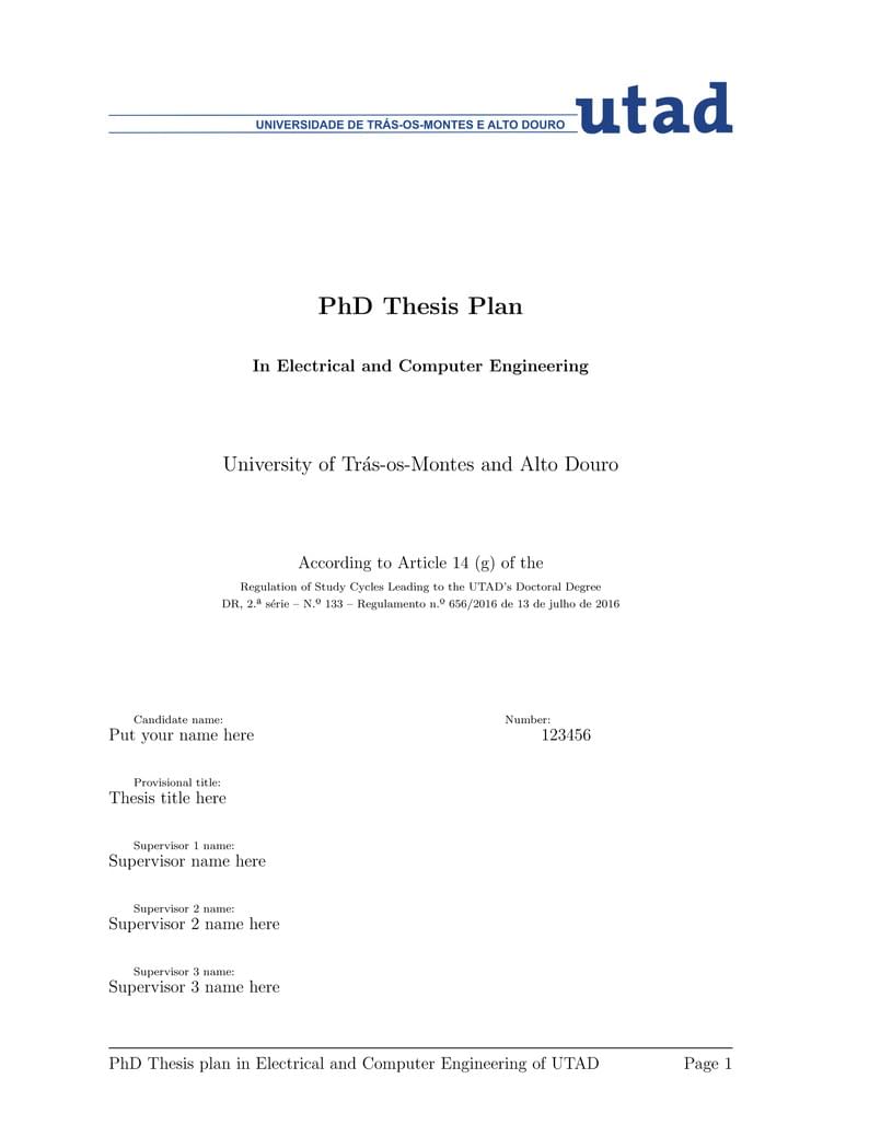 PhD Thesis Plan UTAD Template