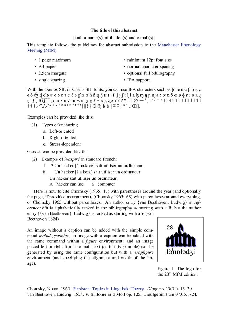 Manchester Phonology Meeting (MfM) Abstract Template