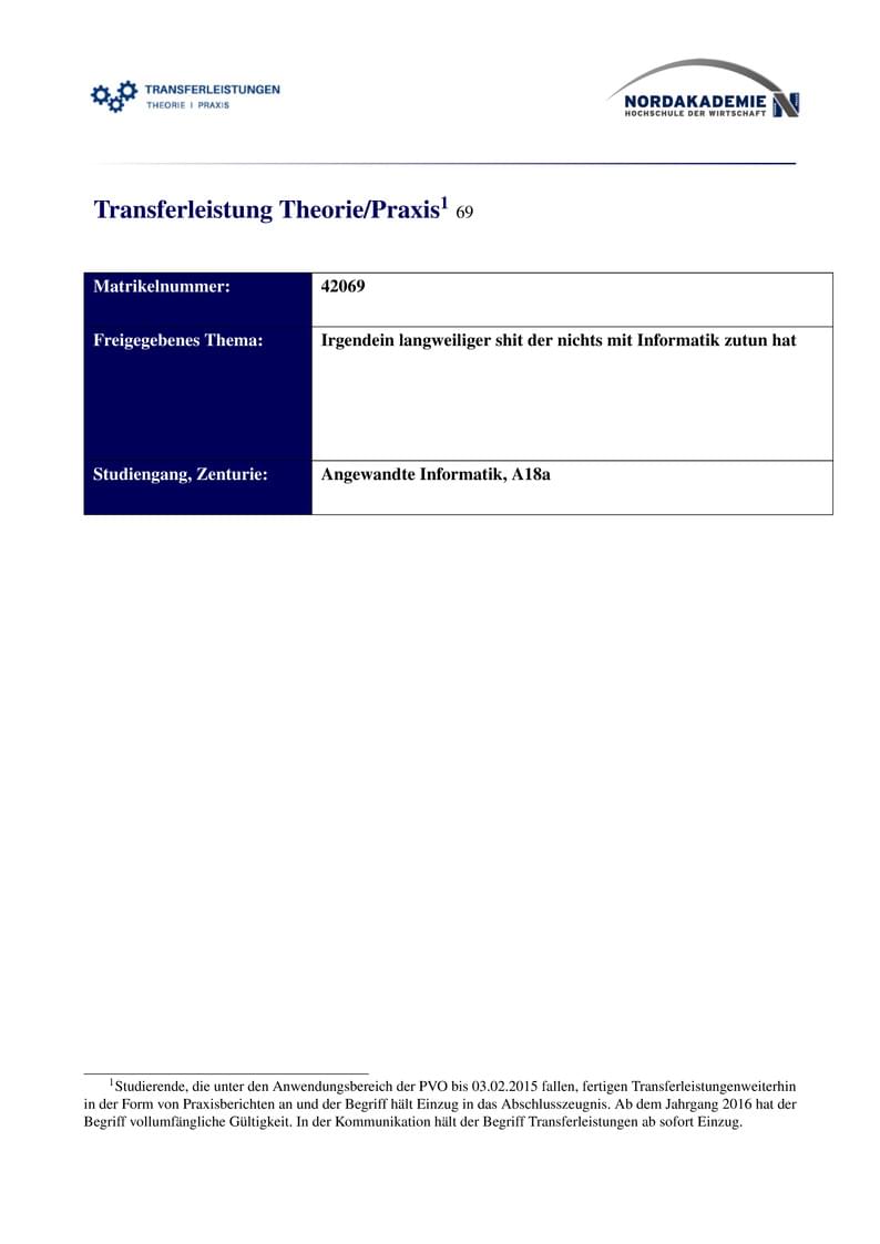 Transferleistung #VORLAGE - Nordakademie