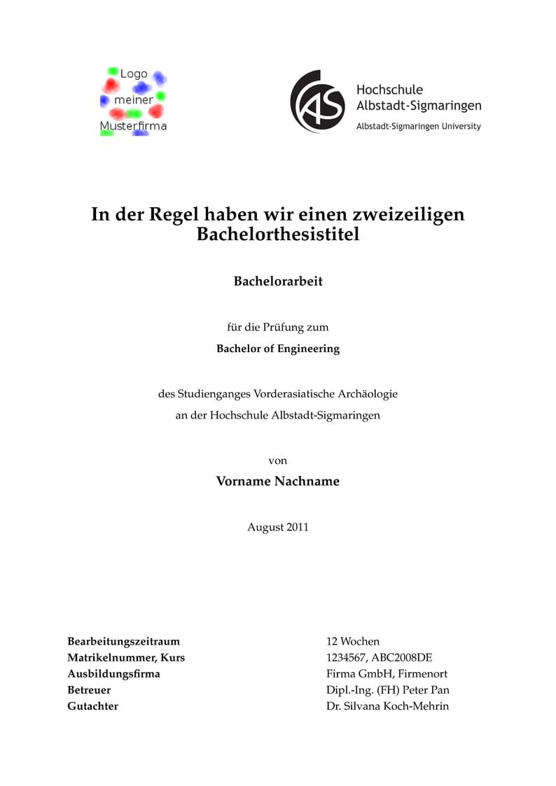 Albstadt-Sigmaringen University thesis template (German)