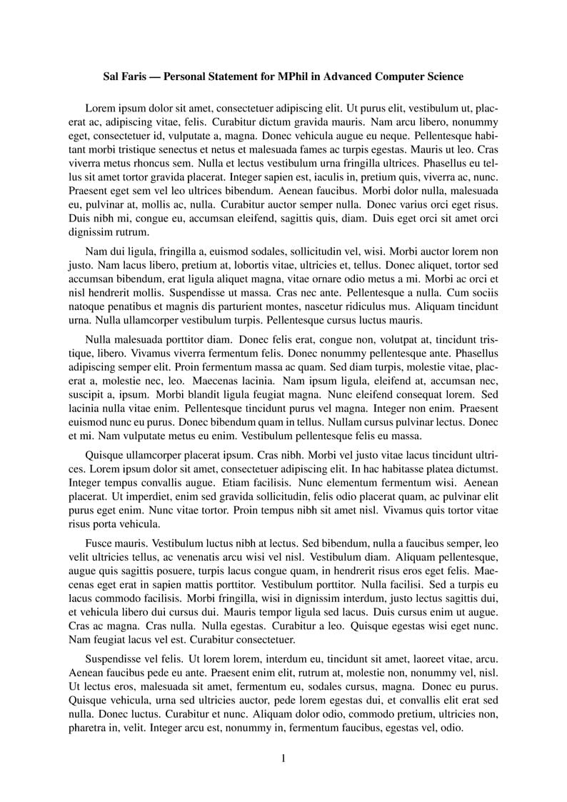 EasyPS -  Personal Statement Framework