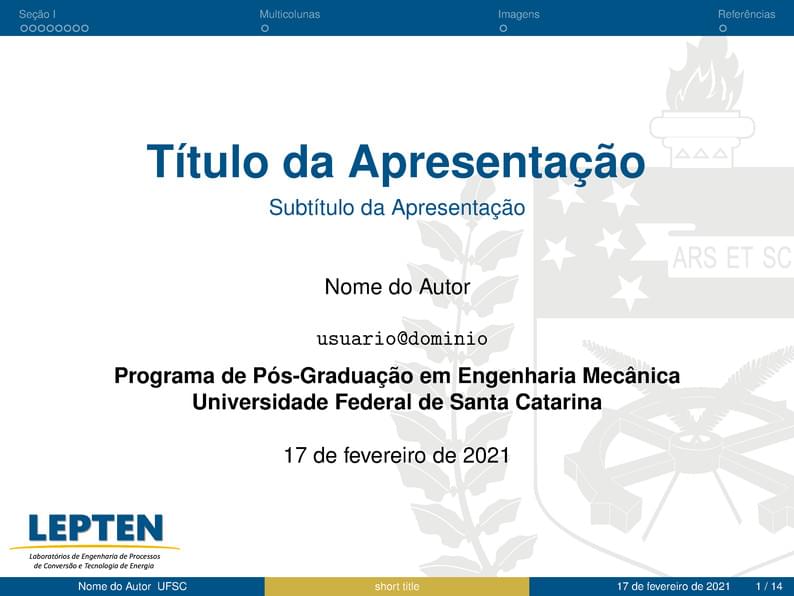 Template Beamer LEPTEN UFSC
