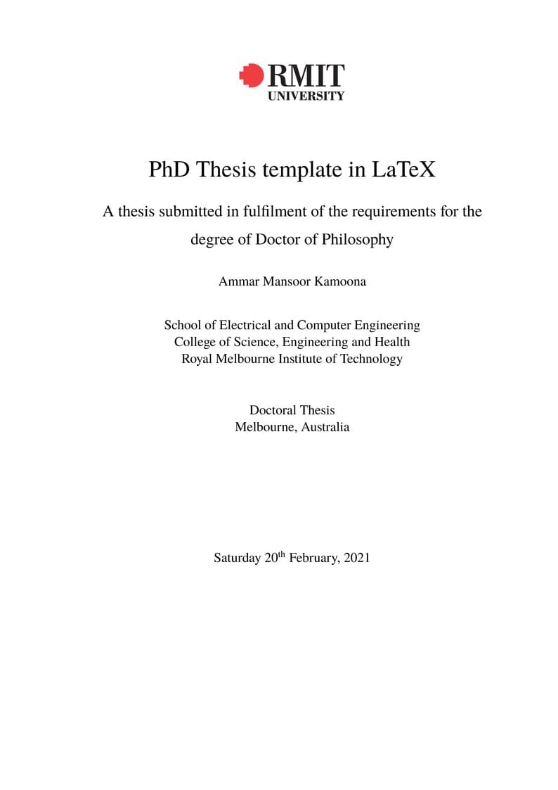 RMIT PhD Thesis template in LaTeX