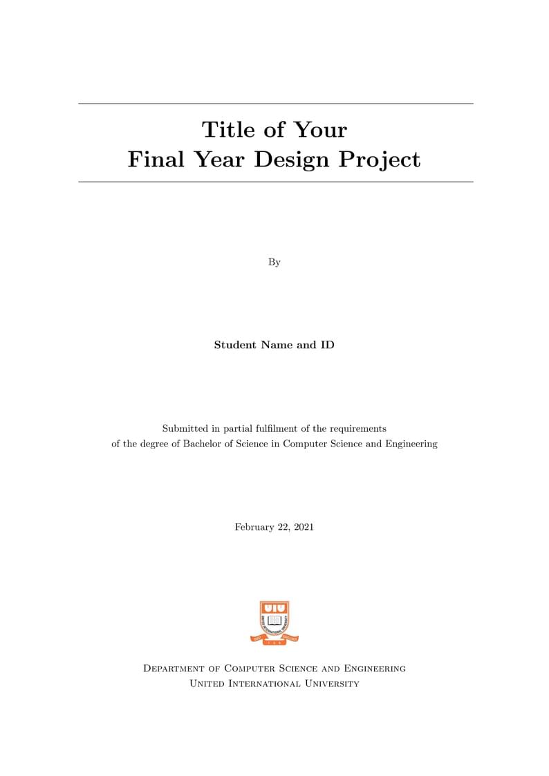 United International University FYDP Template - Department of CSE