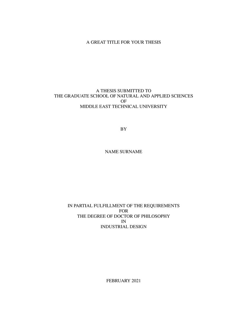 Middle East Technical University (METU) Thesis Template