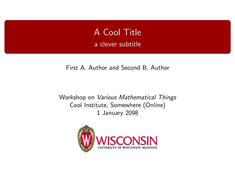 UW-Madison Math Department beamer template