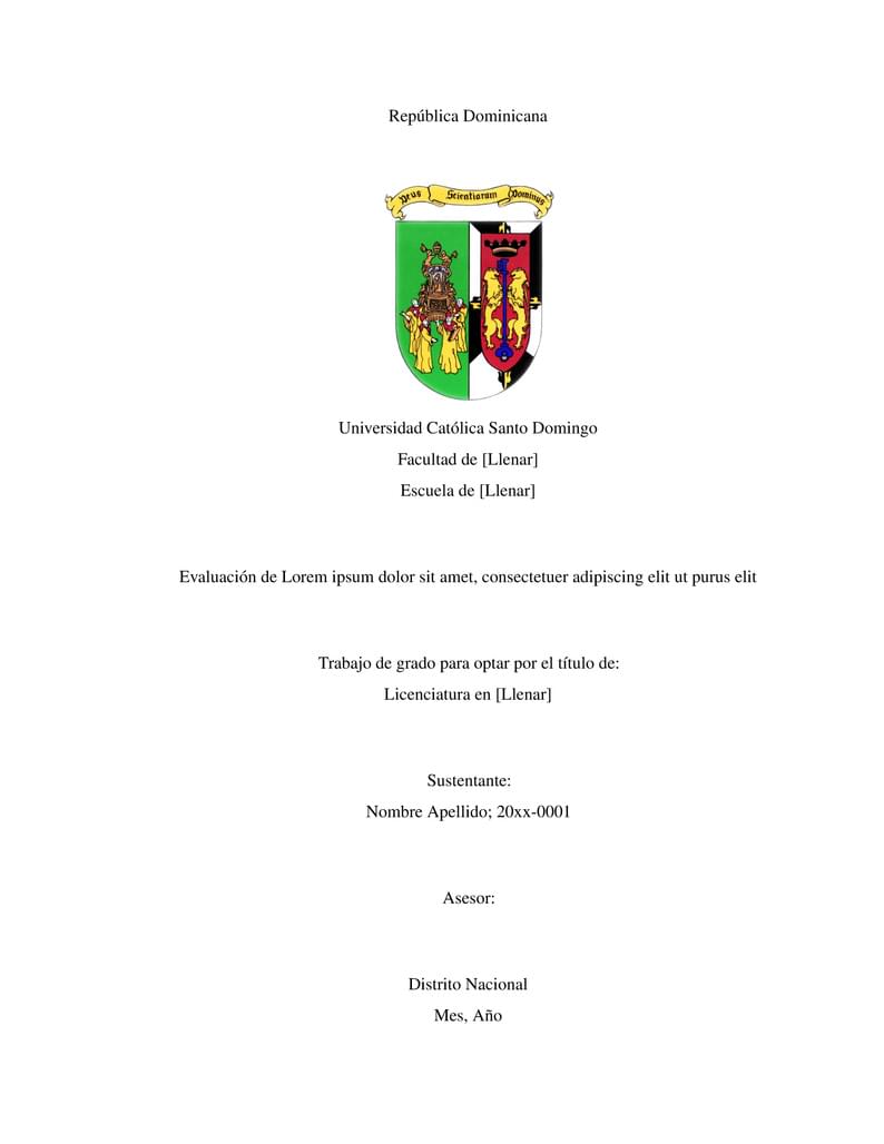 Plantilla de trabajo de grado Universidad Catolica Santo Domingo