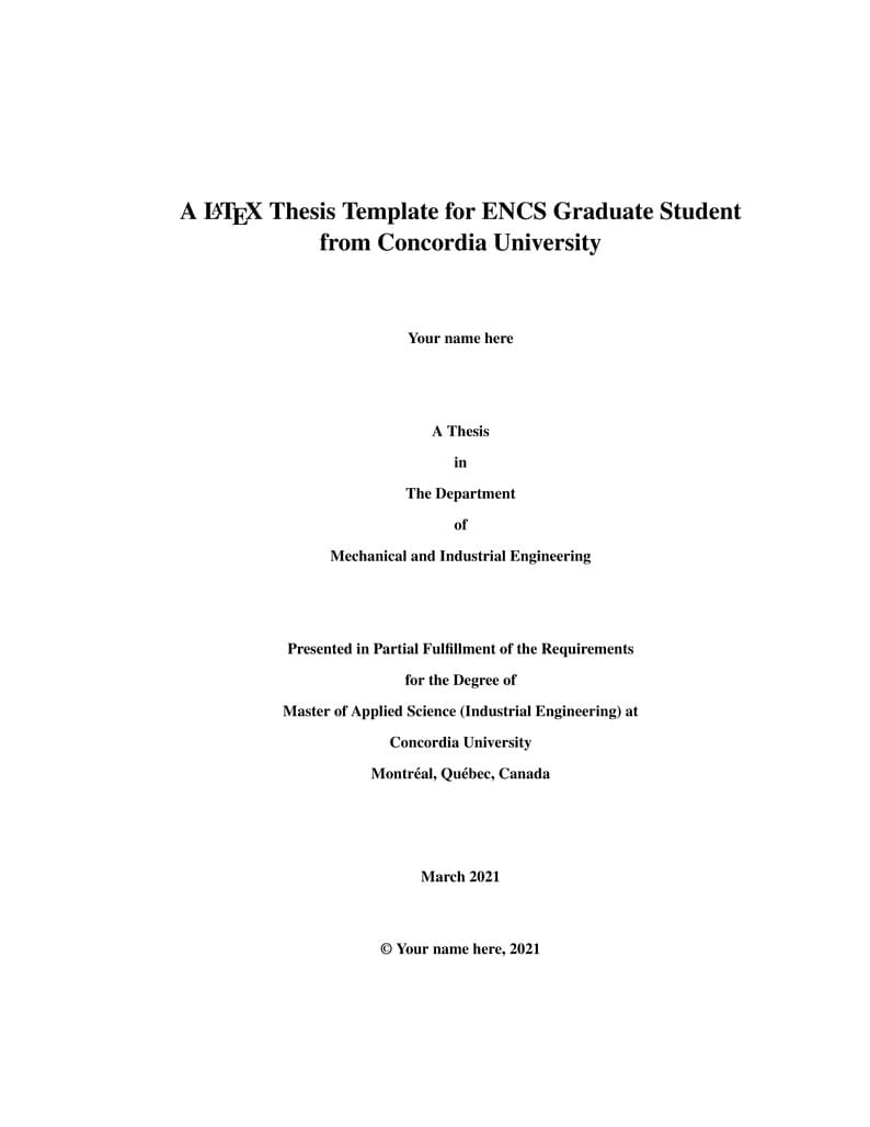 Concordia University Thesis Template