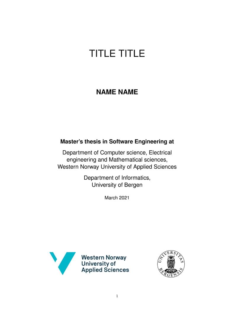 HVL Master Thesis Software Engineering Template