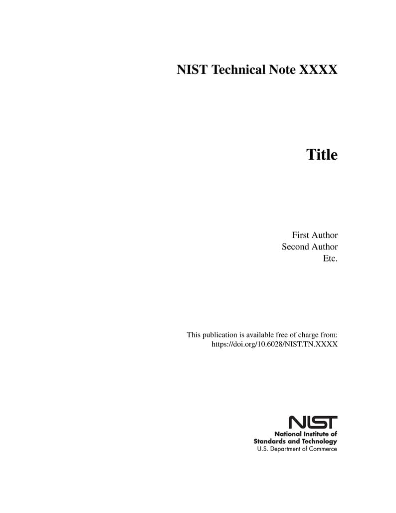 NIST Technical Note Template