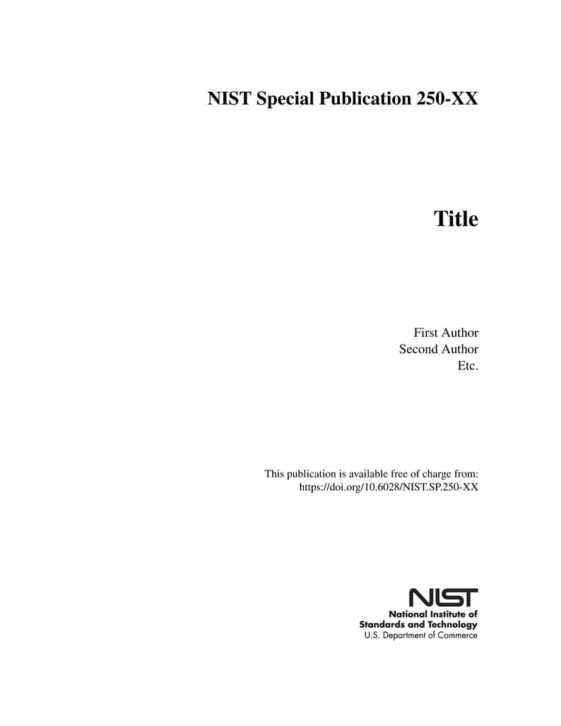 NIST Special Publication 250 Template