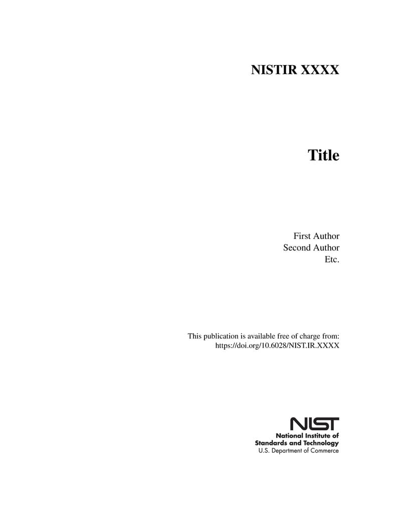 NIST Internal Report Template