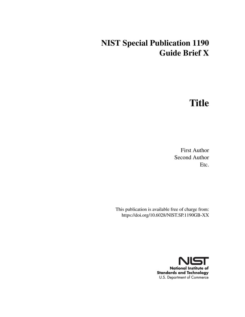 NIST Special Publication 1190 Guide Brief Template