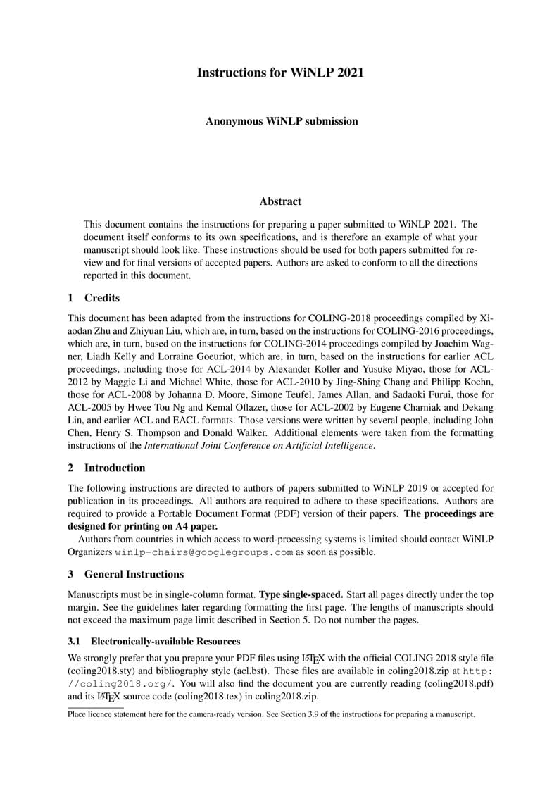 Template and Instructions for WiNLP 2021