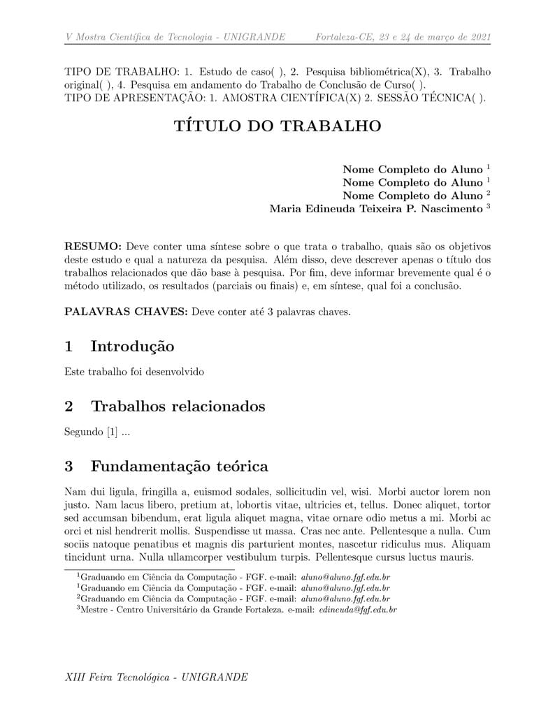 MODELO - Short Pape XIII Feira Tecnológica