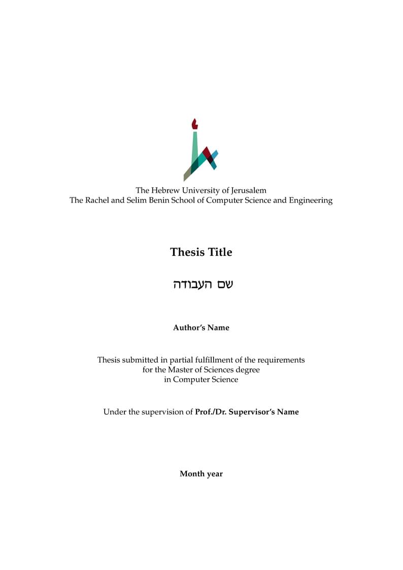 HUJI MSc Thesis Template