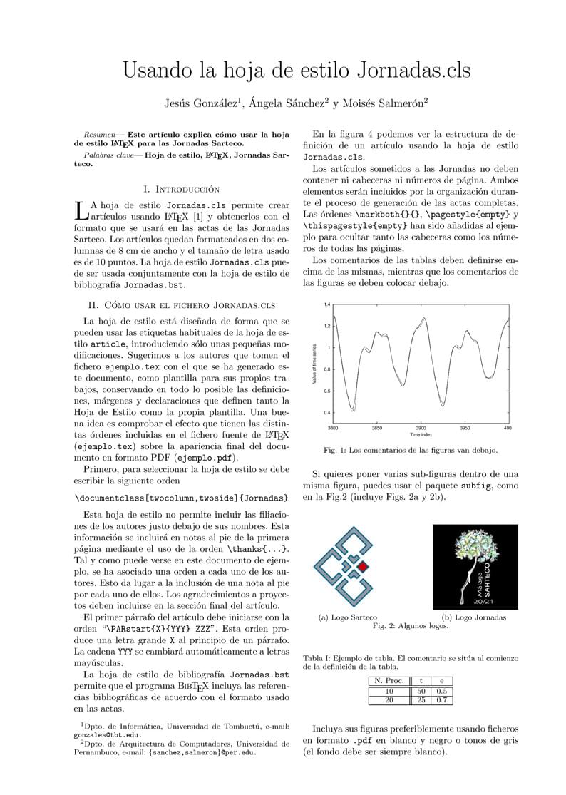 Plantilla LaTeX Jornadas SARTECO