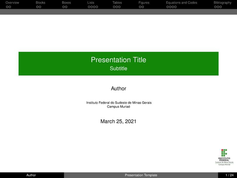 Template de Apresentação - IF SUDESTE MG - Campus Muriaé